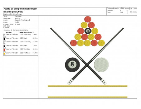 Instant download machine embroidery design billiards