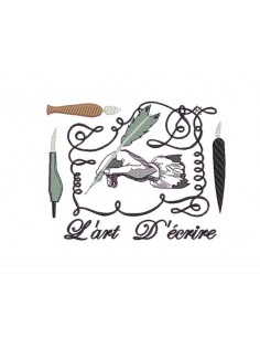 Motif de broderie plume d'écriture