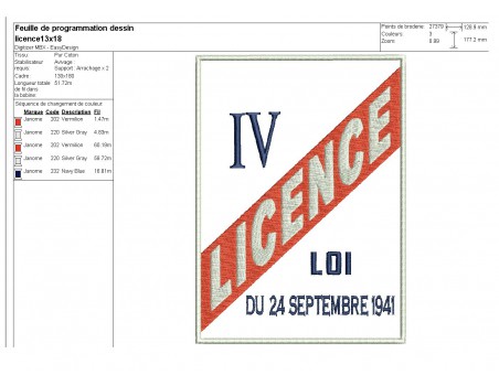 motif de broderie Licence IV