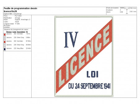 motif de broderie Licence IV