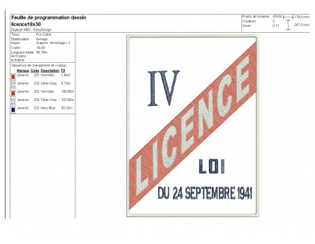 motif de broderie Licence IV