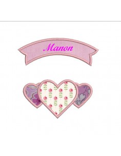 Motif de broderie appliqué plaque coeurs