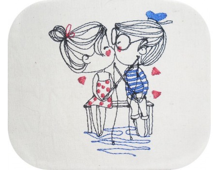 Motif de broderie machine amoureux à la pêche