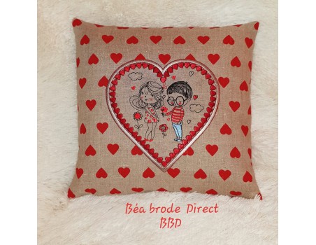 Motif de broderie machine amoureux avec des fleurs