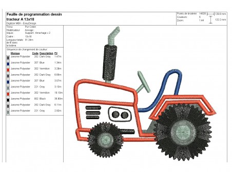 Instant download machine embroidery applique tractor