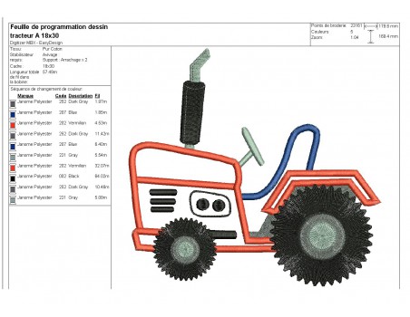 Instant download machine embroidery applique tractor