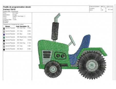 Instant download machine embroidery applique tractor