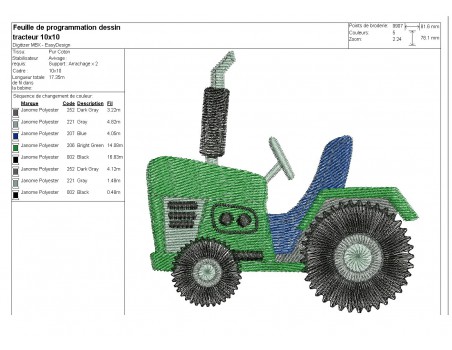 Motif de broderie machine tracteur