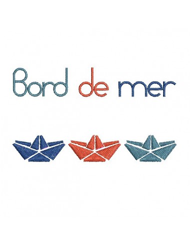 Motif de broderie machine bateaux  bord de mer