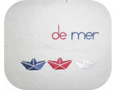 Motif de broderie machine bateaux  bord de mer