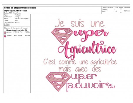 Motif de broderie super agricultrice