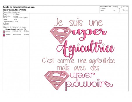 Motif de broderie super agricultrice