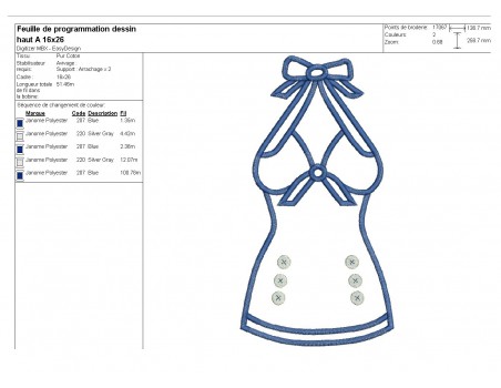 Instant download machine embroidery design sailor knotted bustier