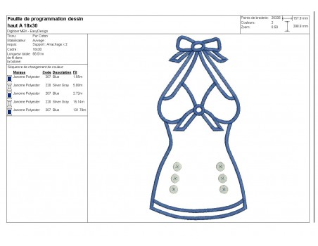 Motif de broderie machine dos nu en appliqué