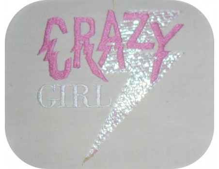 Motif de broderie machine Texte Crazy girl en mylar