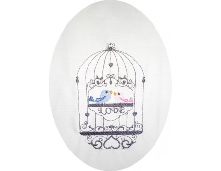 Motif de broderie cage à oiseaux