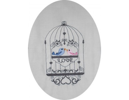 Motif de broderie cage à oiseaux