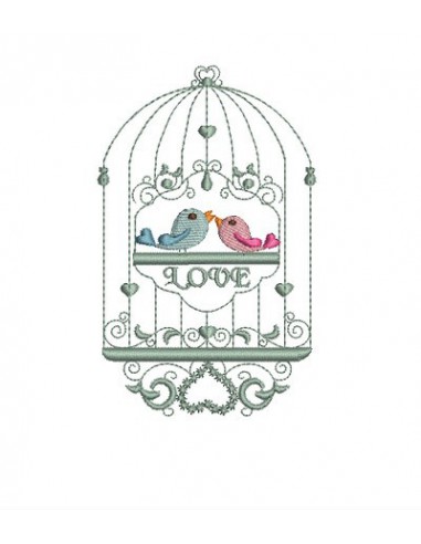 Motif de broderie cage à oiseaux