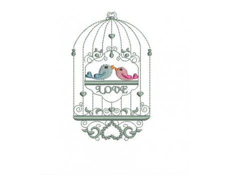 Motif de broderie cage à oiseaux