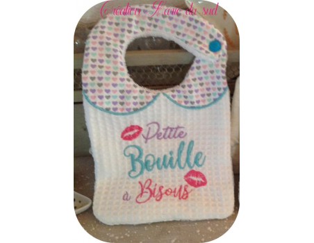 Motif de broderie texte bouille à bisous