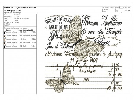 Motif de broderie machine papillon