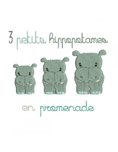 Motif de broderie machine hippopotames