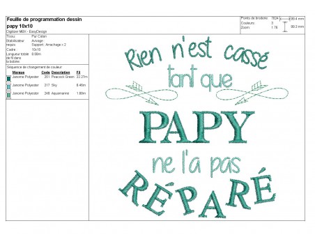 Motif de broderie machine papy bricoleur