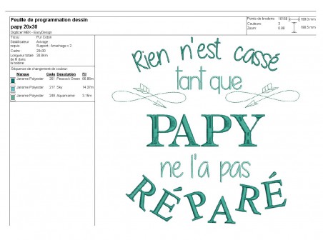 Motif de broderie machine papy bricoleur