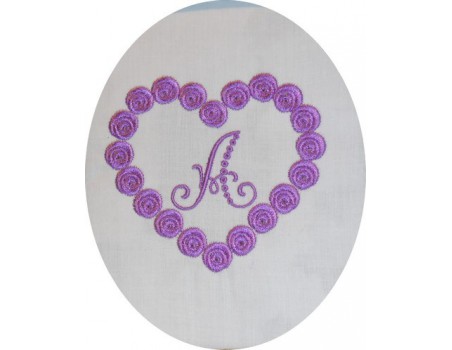 Motif de broderie coeur roses