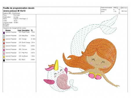 Instant download machine embroidery design mermaid girl