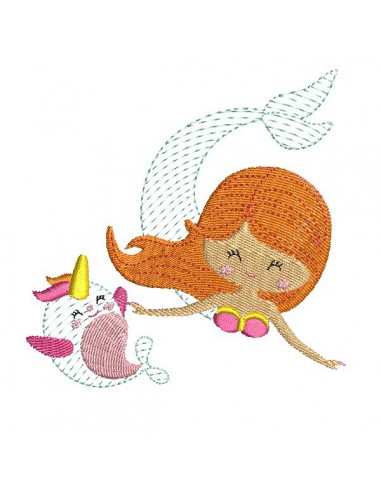 Instant download machine embroidery design mermaid girl