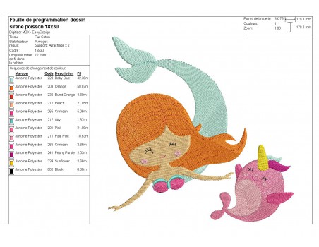 Instant download machine embroidery design mylar mermaid