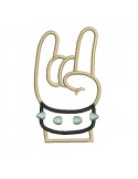 Instant download machine embroidery design hand metal rock applique