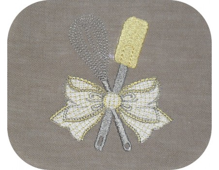 Motif de broderie machine  fouet et spatule  avec un noeud