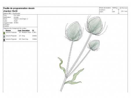 Motif de broderie machine  chardon