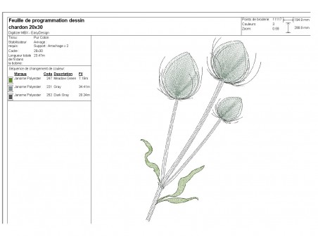 Motif de broderie machine  chardon