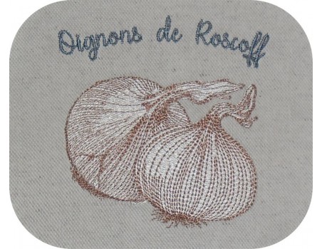 Motif de broderie machine  oignons de Roscoff