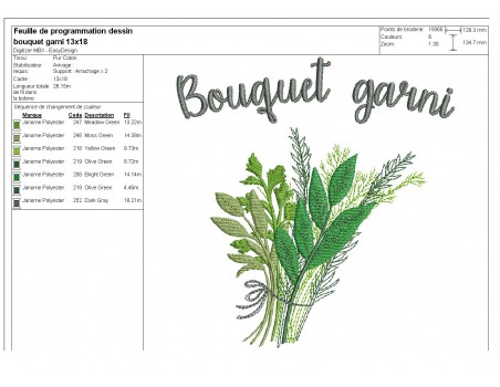 Motif de broderie machine  bouquet garni