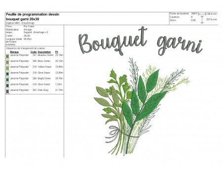 Motif de broderie machine  bouquet garni