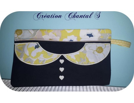 Motif de broderie machine ITH trousse col claudine