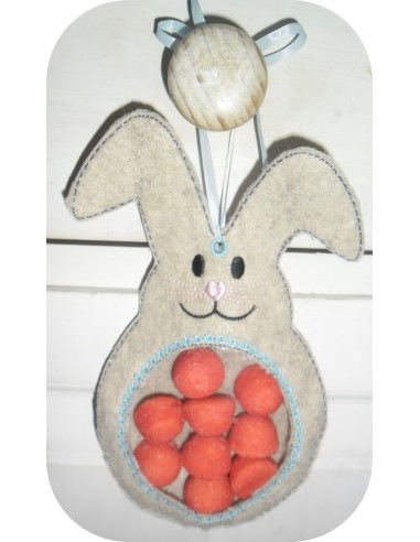 Motif de broderie machine lapin  ITH pour bonbons