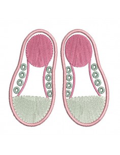 Motif de broderie machine baskets à  lacer en appliqué
