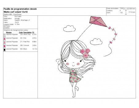 Instant download machine embroidery design  girl and flowers