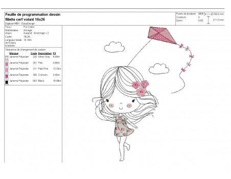 Instant download machine embroidery design  girl and flowers