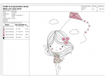 Instant download machine embroidery design  girl and flowers