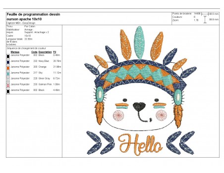 Instant download machine embroidery  apache fox