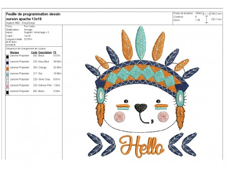 Instant download machine embroidery  apache fox