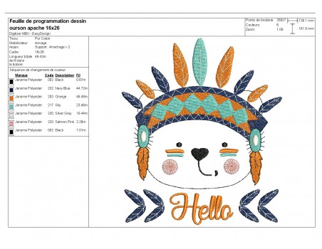 Instant download machine embroidery  apache fox