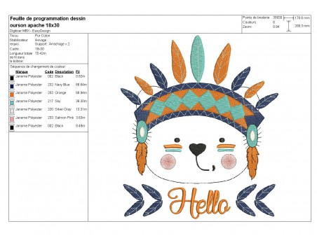 Instant download machine embroidery  apache fox