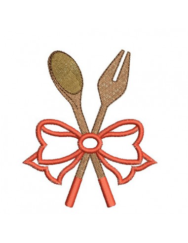 Motif de broderie machine  spatules en bois avec un noeud en appliqué